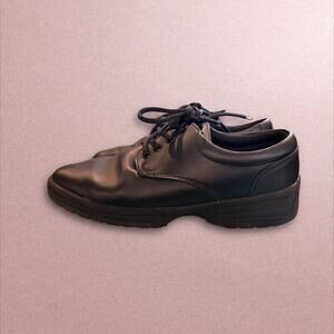 MTX Unisex BLACK LEATHER Band WORK Casual Shoes Men SZ 6.5 Women’s 8.5.